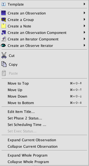 Right click menu