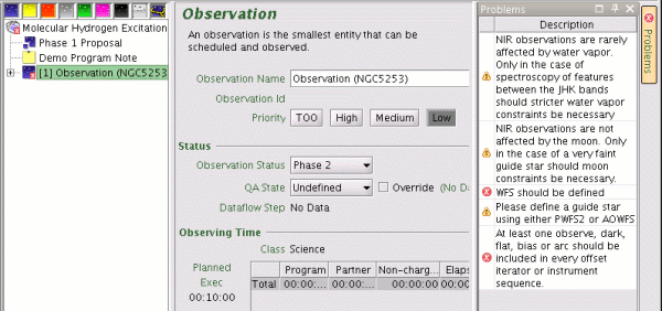 Summary of observation problems