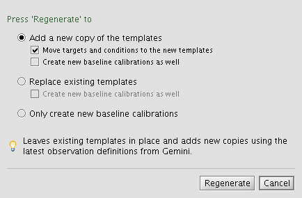 Template regeneration window