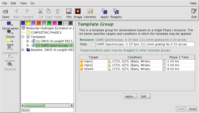 Targets associated with template groups